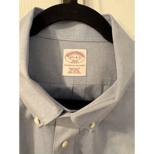 Brooks Brothers 346 Dress Shirt Mens 17.5 6/7‎ Cotton Regular Fit Blue ButtonUp